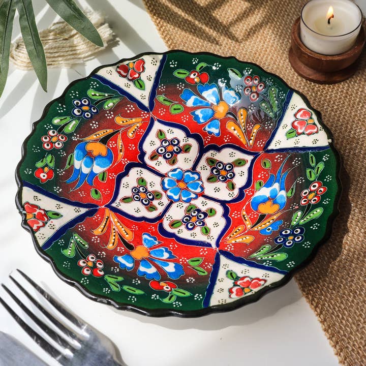 Natures Artifacts Inc - Wholesale Decorative Plate/Dish/Bowl - Turkish Hand Painted Ceramic Plate for Décor