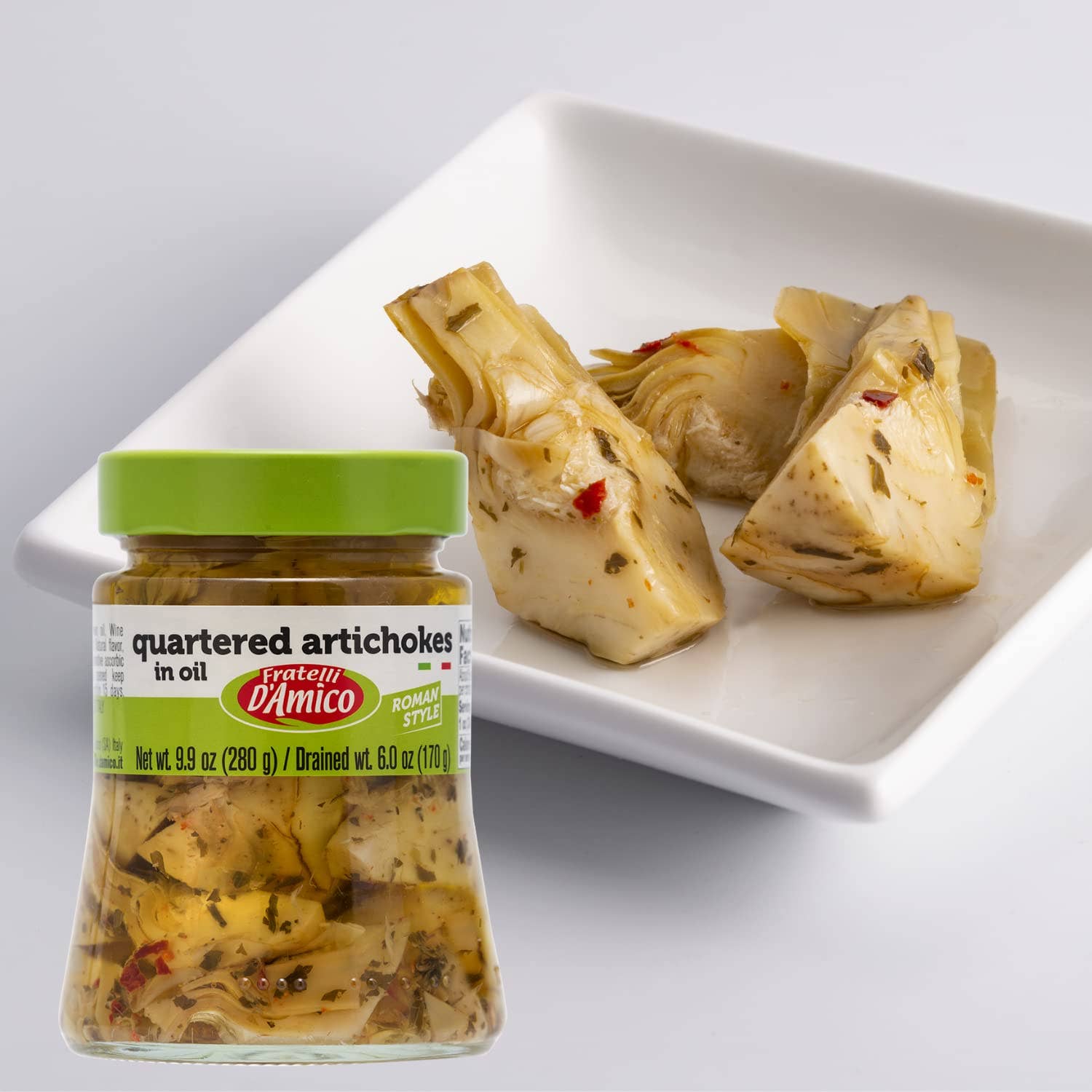 Wholesale Italian Food - Wholesale Pickled Vegetables - Fratelli D'Amico Quartered Artichokes In Oil "Roman Style", 9.9oz (280 g)4
