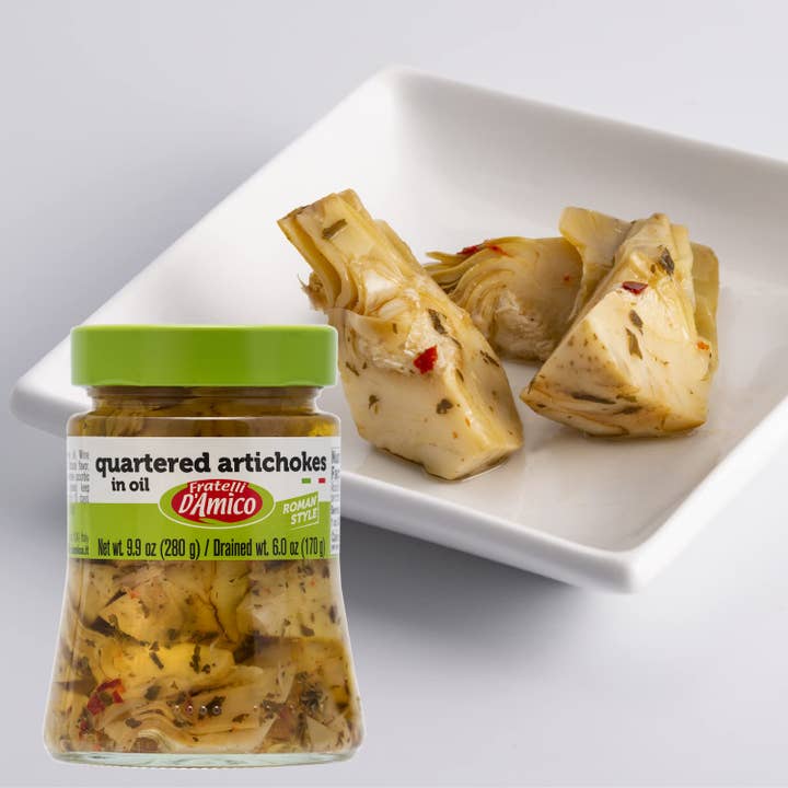 Wholesale Italian Food - Wholesale Pickled Vegetables - Fratelli D'Amico Quartered Artichokes In Oil "Roman Style", 9.9oz (280 g)4