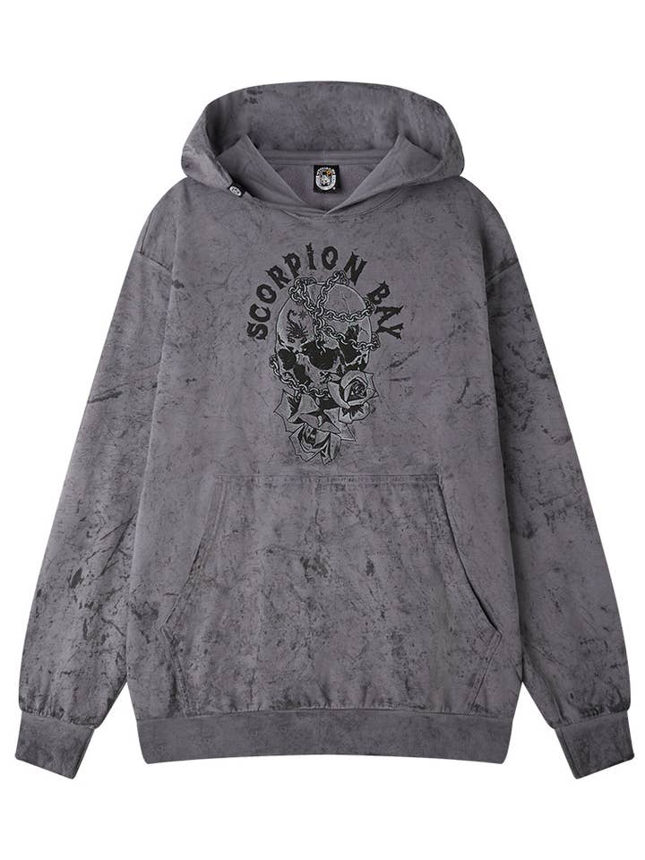 Dirty "Chained Skull & Roses" hoodie for men for wholesale by Scorpion Bay