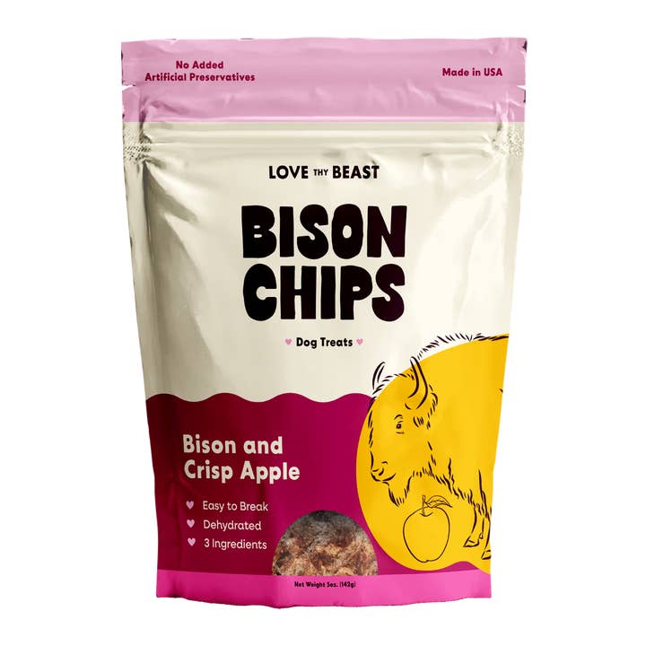 LoveThyBeast - Wholesale Pet Treats - Dog - Bison Chips, Dehydrated Dog Treats, 5-oz bag