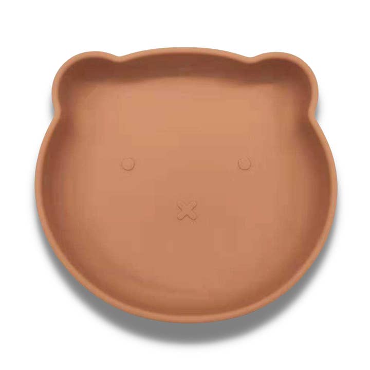 Bear Shaped Plate - Peachy Brown for wholesale by Eat Well Bebe