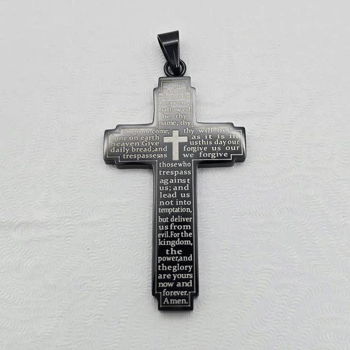 Cruz Padre Nuestro Couleur Foncée, Acier Inoxydable pour la vente par Angelica Arteaga