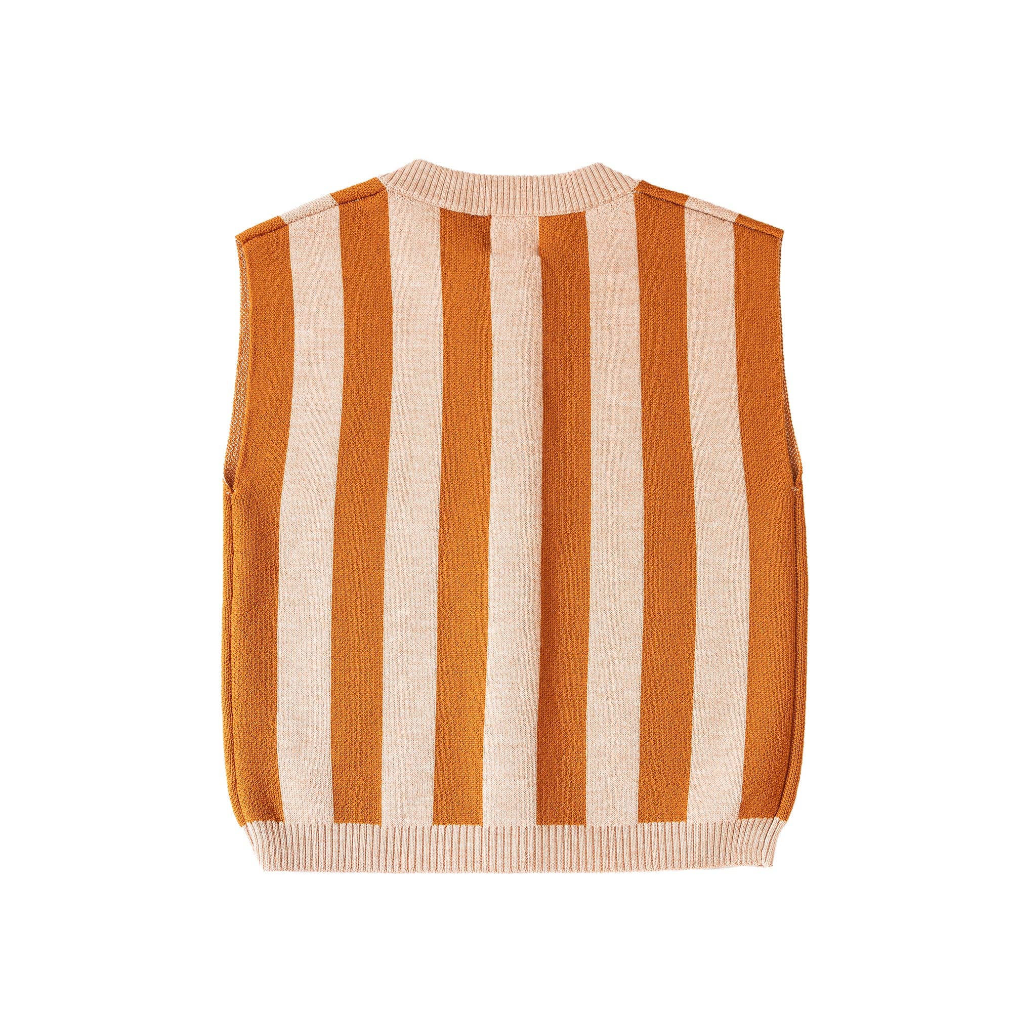 Knit Planet – wholesale Sweater vest – Kids – Stripe Vest Gingerbread/Pastel Orange3