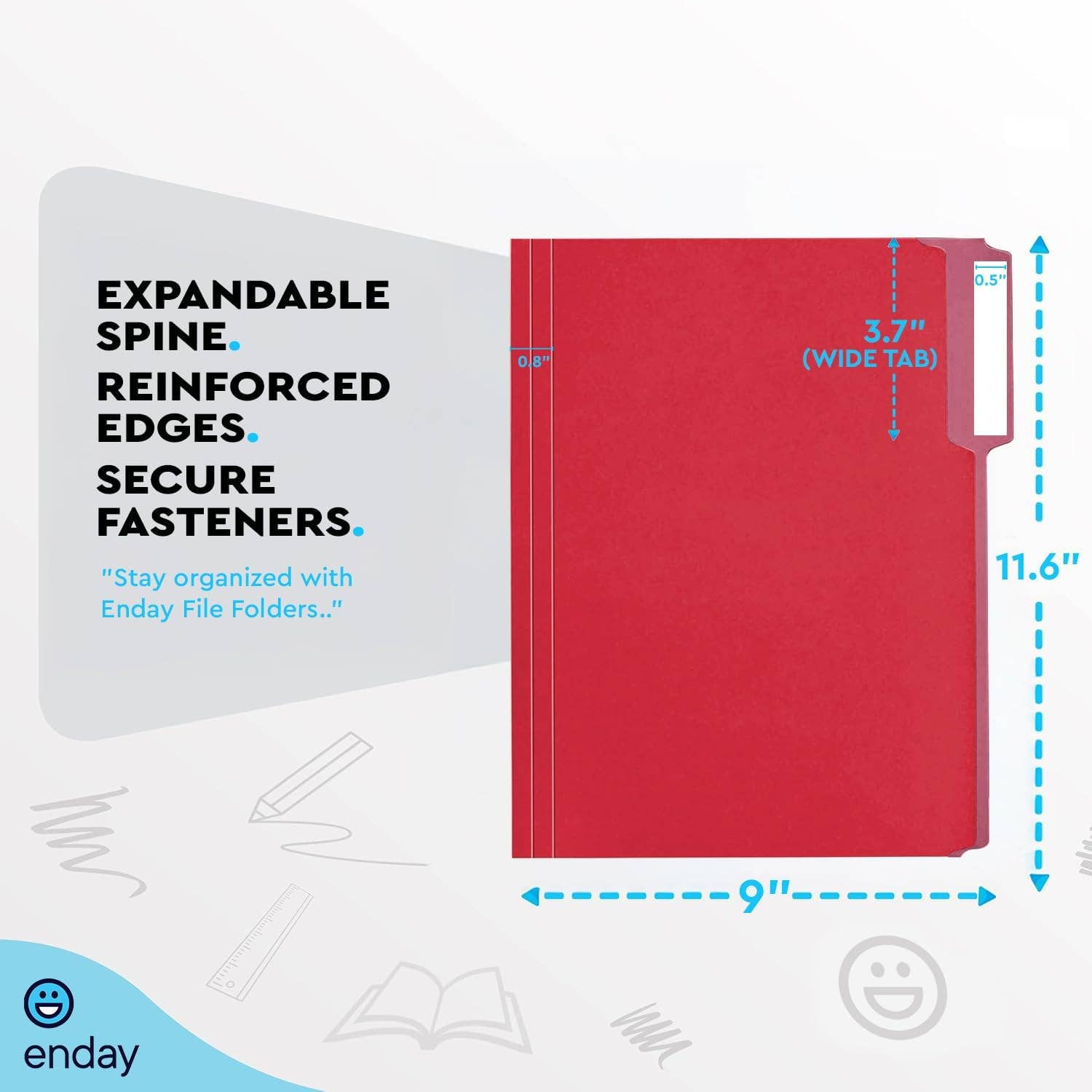 enday - Vente Classeurs - Dossier de fichiers couleur format lettre 1/3 coupé (paquet de 100)5