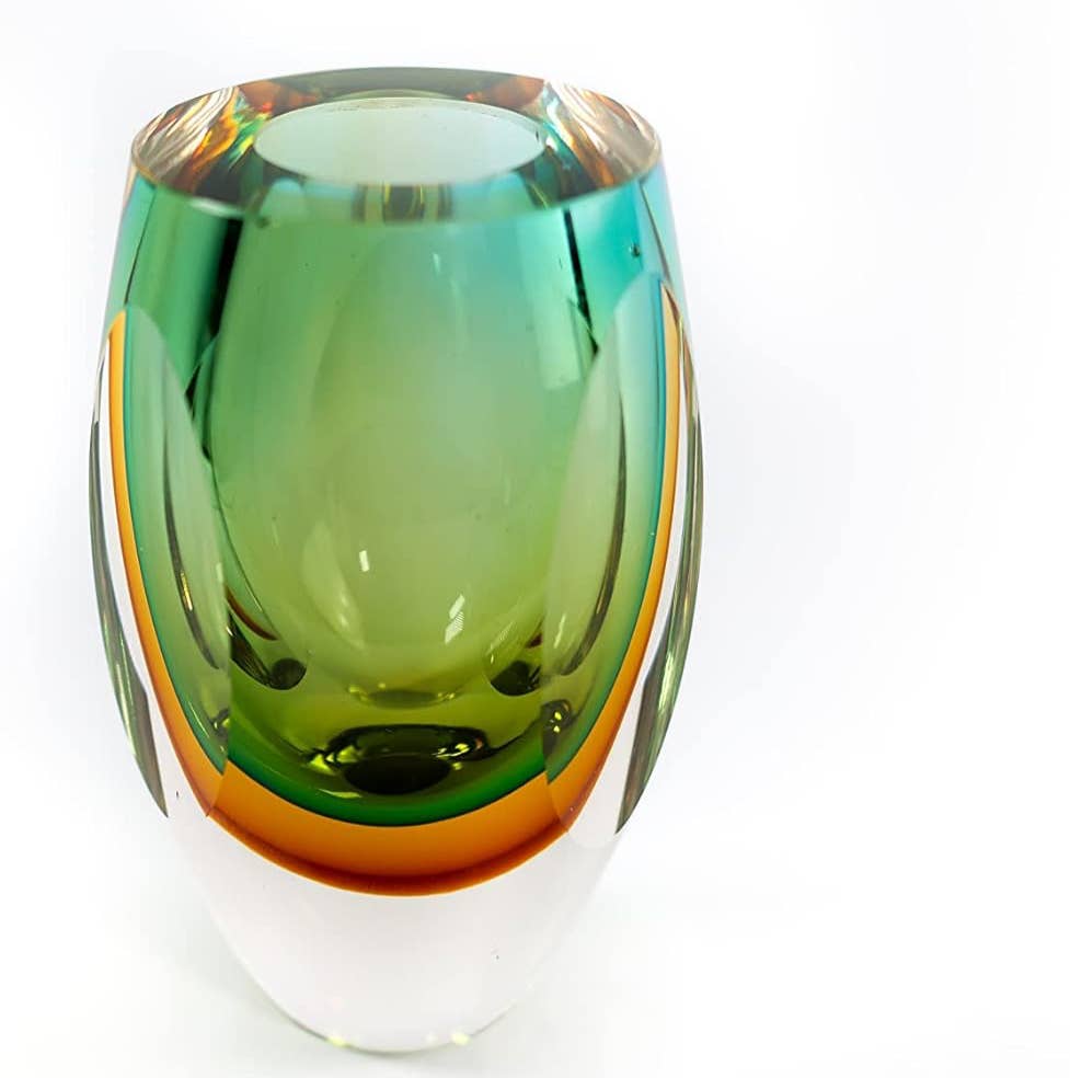 Badash - Wholesale Vase - Rimini Murano Style Art Glass Amber & Green 6" Vase4
