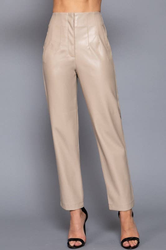 Lemon Tree - Wholesale Pants - Women's - HIGH WAIST SLIM FIT FAUX LEATHER LONG PANTS7