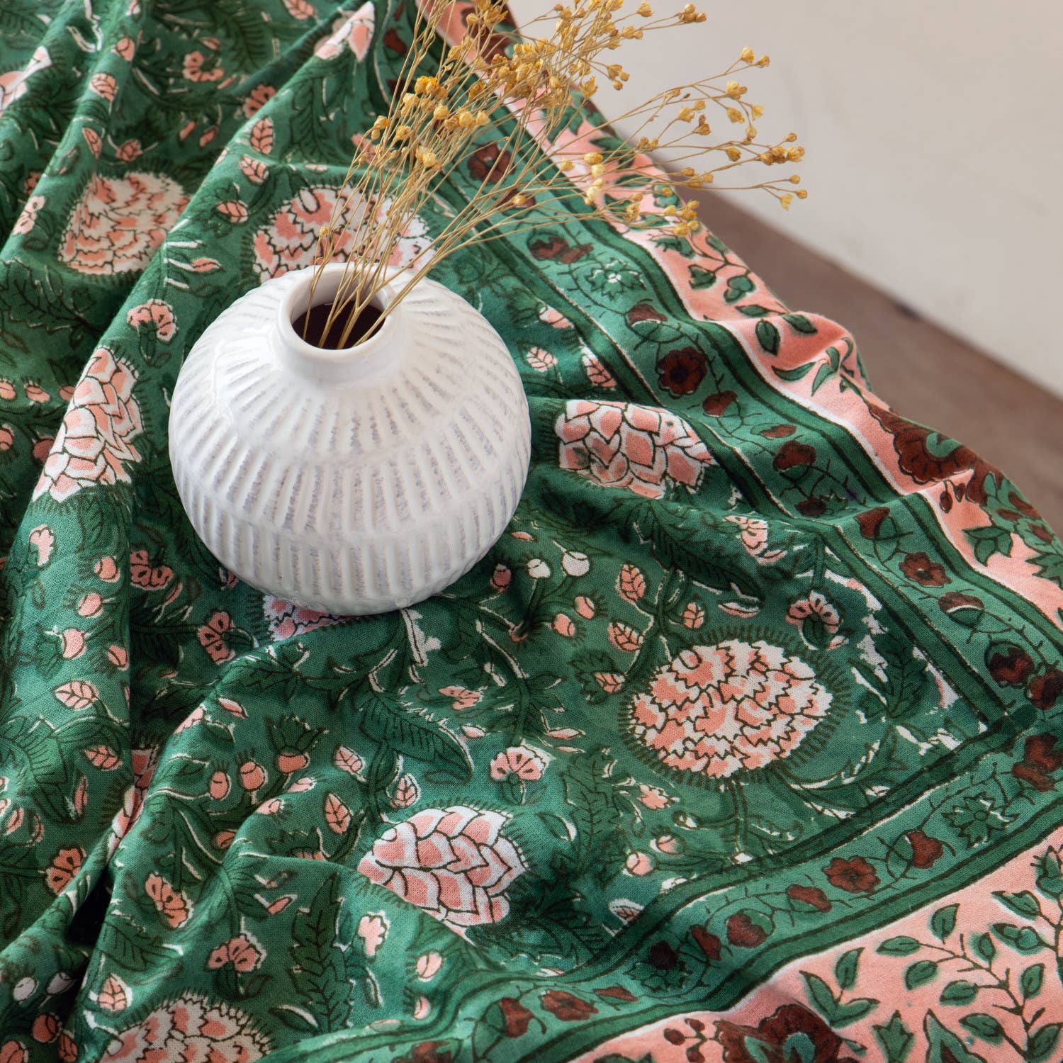 Danica Heirloom - Wholesale Tablecloth - Peony Block Print Tablecloth 60 x 90 Inches1