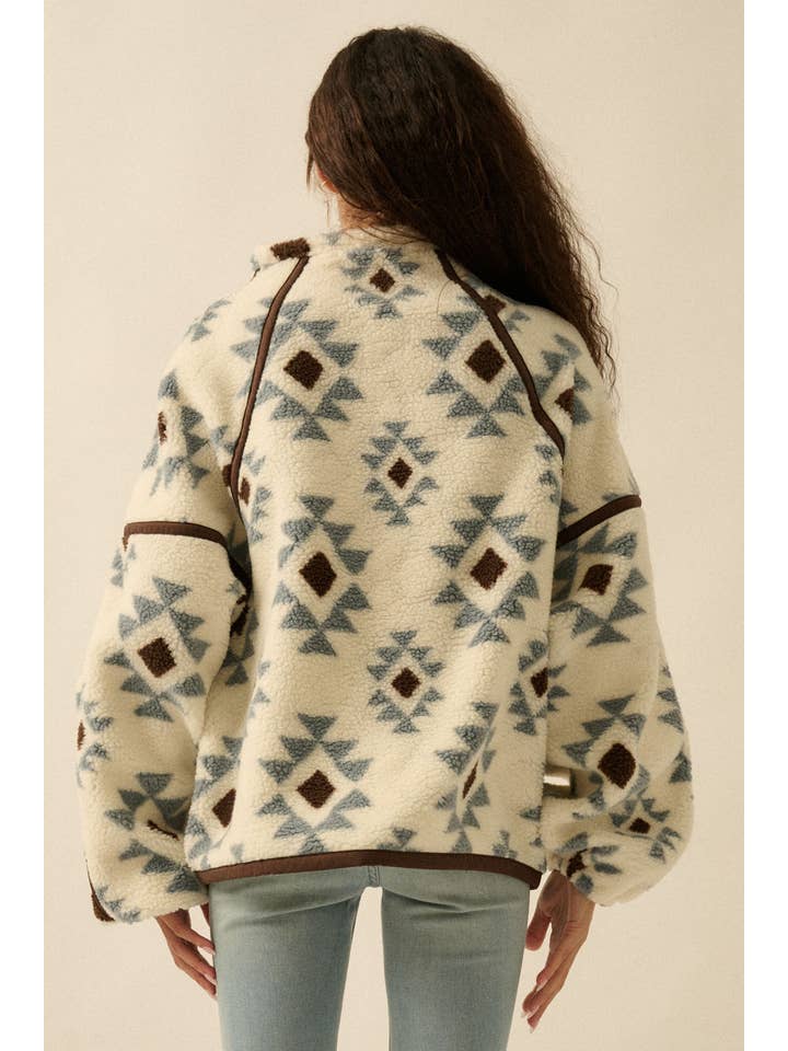 Promesa USA - Wholesale Knit Sweater - Women's - Geometric-Print Sherpa Fleece Half-Zip Pullover14