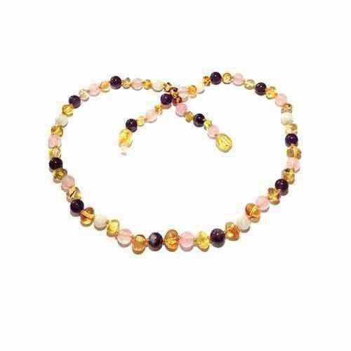 Love Amber x – Großhandel Perlenkette – Erwachsener Tara Moon Bernstein Mondstein Amethyst Rose2