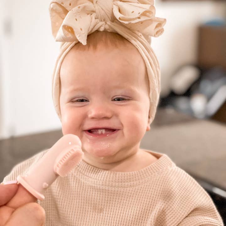 Baby Finger Toothbrush & Tongue Cleaner Oral Set 3m+ (Blush) for wholesale by Ali+Oli