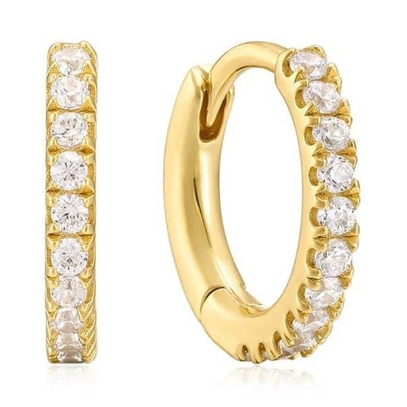 MCRO CZ HUGGIE HOOP EARRINGS for wholesale by Eklexic