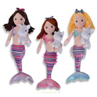 The Petting Zoo - Wholesale Doll - Kids - 17" (42cm) Boho Mermaid & Unicorn Asst - White & Pink Eyes