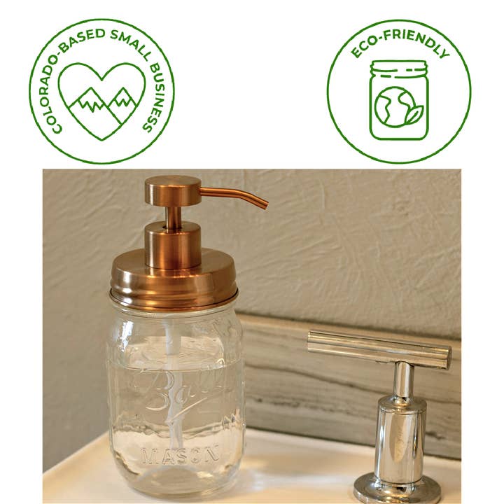 Mason Jar Lifestyle - Wholesale Soap Dispenser - Rose Gold Soap Pump Lid Kit for Regular Mouth Mason Jars