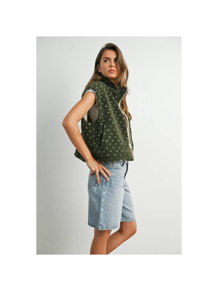 BUTTERMELON - Wholesale Jacket - Women's - Floral Fleece Sleeveless Vest - BMJ784931
