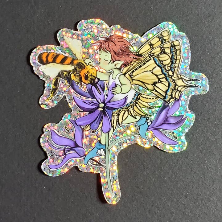 Dragon Art - Wholesale Sticker - Fairy Wishes and Bee Kisses Glitter Sticker