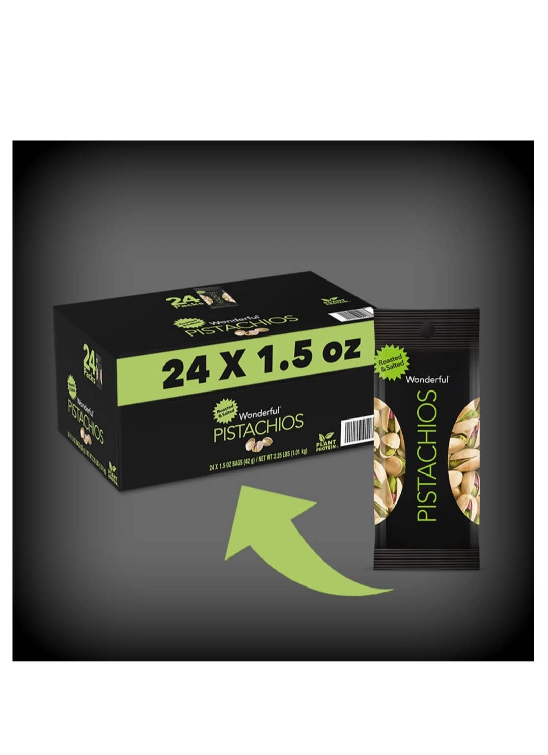 Majestic Wholesale - Wholesale Nuts -  Wonderful Pistachios Roasted & Salted 1.5oz 24CT1