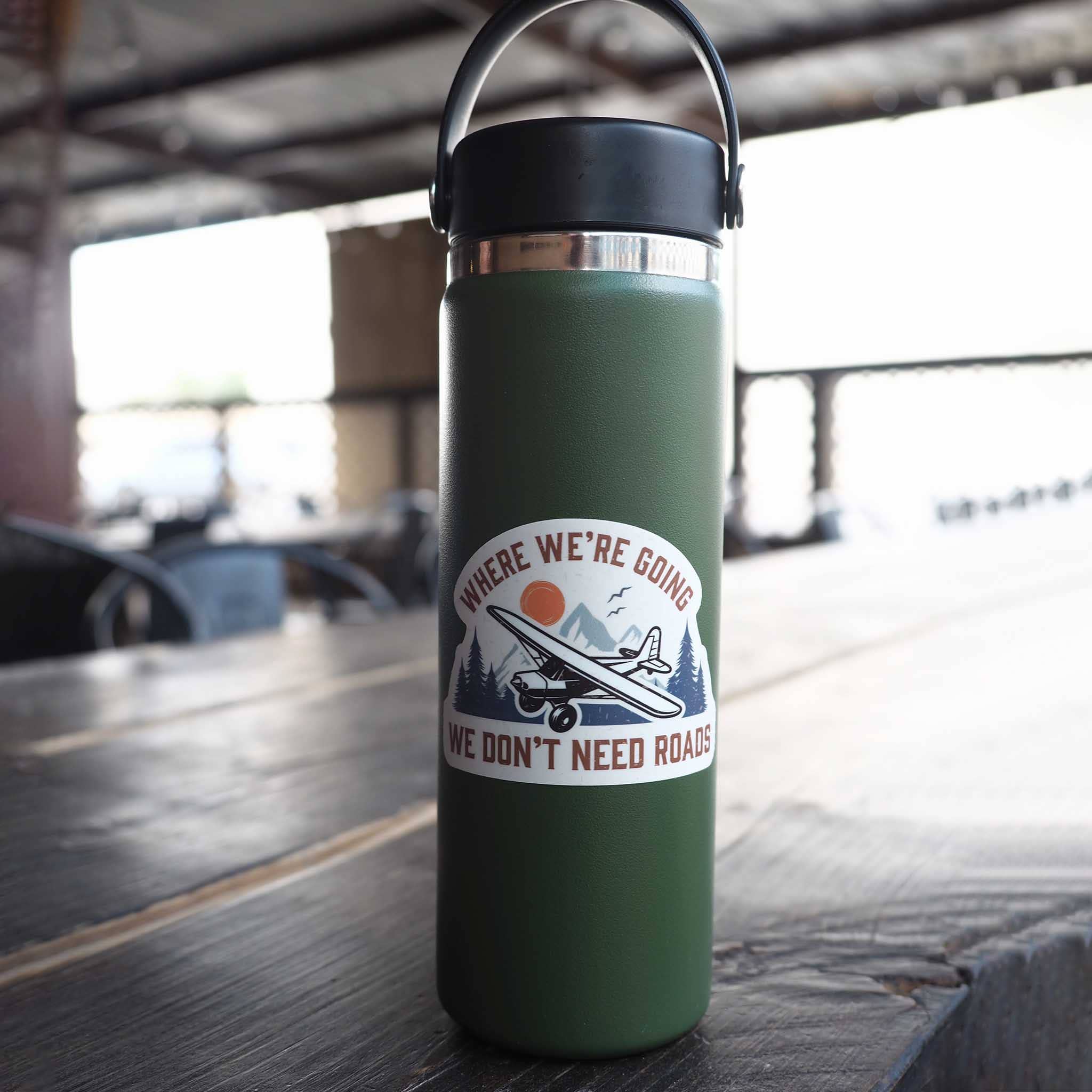 Sentinel Supply – wholesale Sticker – Where We're Going We Don't Need Roads Airplane Pilot Decal2