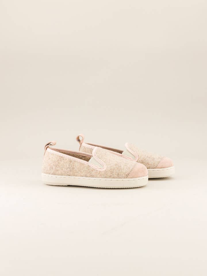 Barntoffel ull, beige puderrosa för wholesale av Angarde