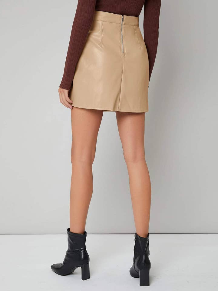 Fashion Combination - Vendita all'ingrosso Gonna - Donna - gonna dritta in pelle pu con orlo diviso posteriore con zip6