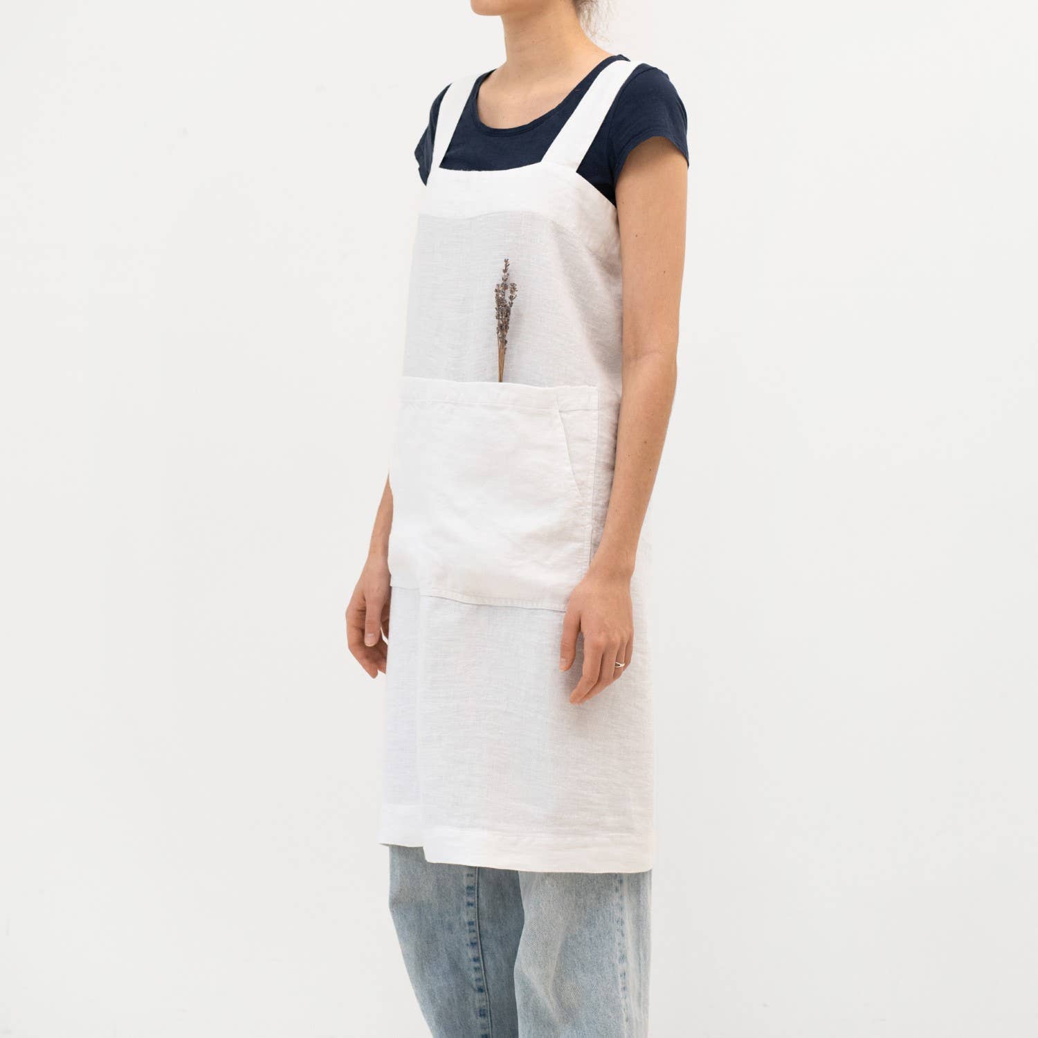 Linen Tales (We cover U.S. import duties) – wholesale Förkläde – Optisk vit linne japansk förklädesklänning1