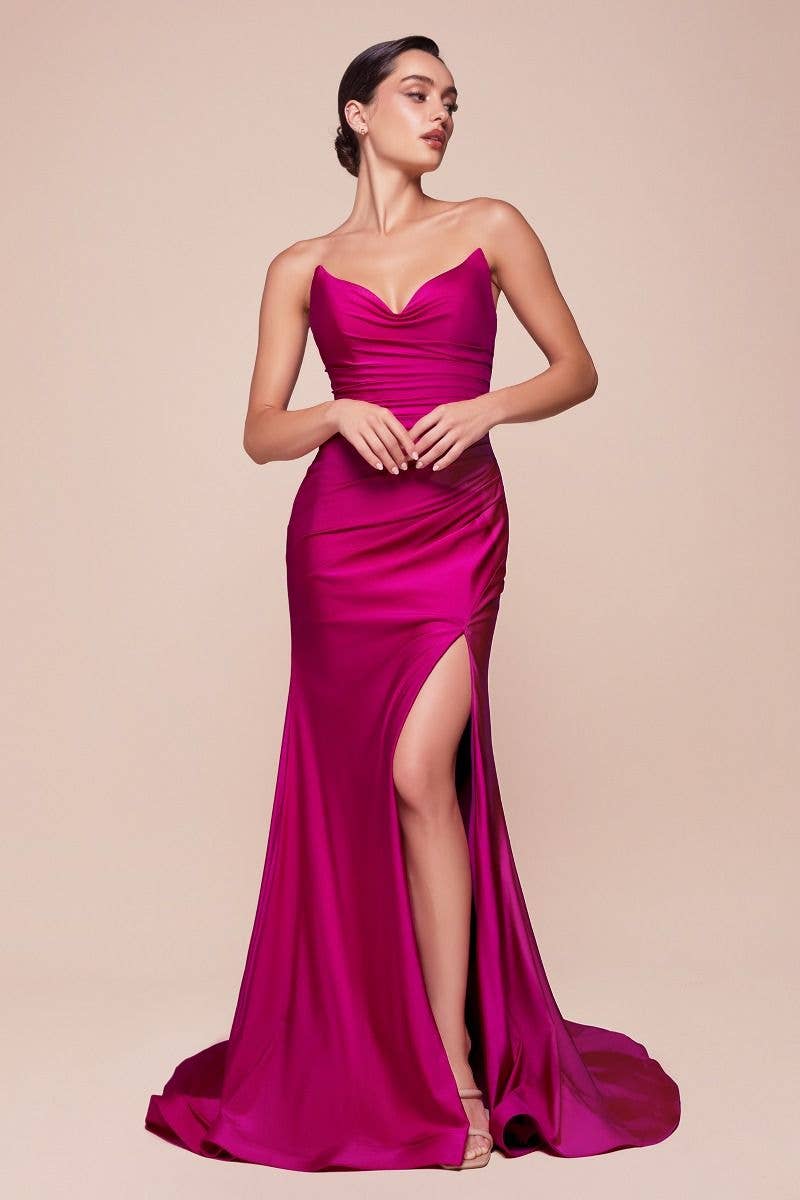 Tux-USA® – wholesale Gown – Women's – Strapless Stretch Satin Fitted Gown8