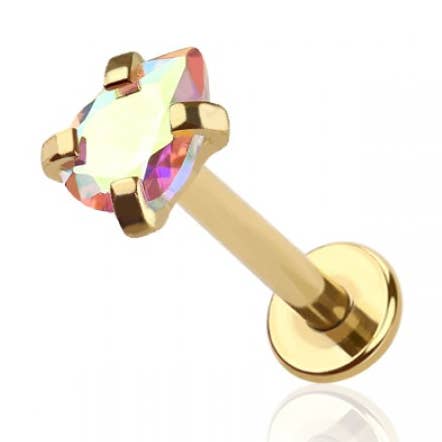 PRONG PEAR SHAPE CZ STONE TOP 316L SS INTERNAL LABRET for wholesale by CRAVE BODY JEWELRY