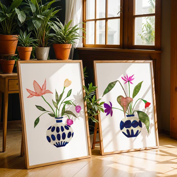 Blue Vase No. 1 & 2 for wholesale by Snoogs & Wilde Art