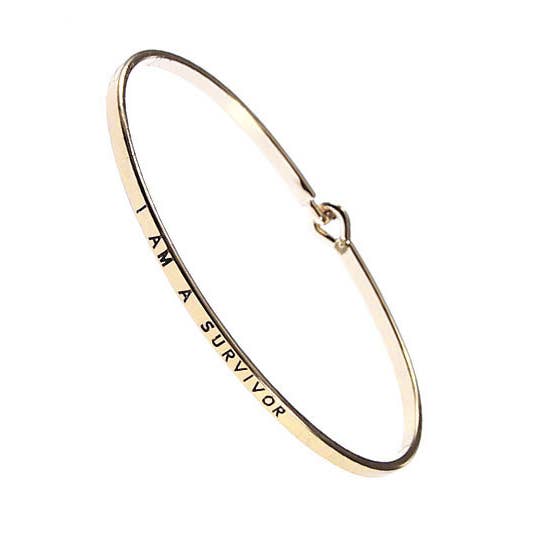 0011 PREMIERE - Wholesale Bangle Bracelet - FR2779 I AM A SURVIVOR_3mm Inspired Message Bangle