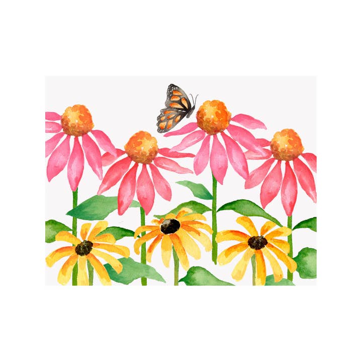 Coneflower & Black Eyed Susan Floral Note Card for wholesale by Brake Ink Stationery