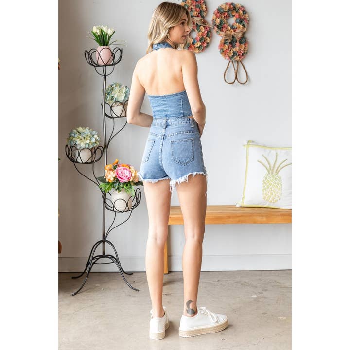 Flap Belt Loop Denim Short for wholesale on Faire8