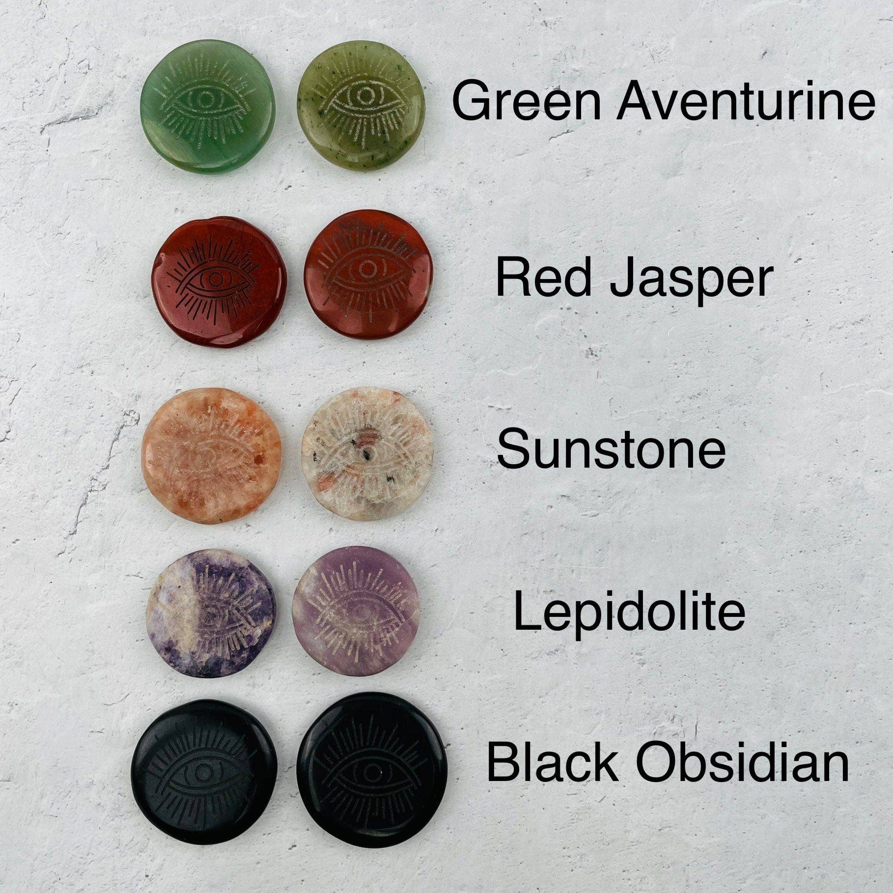 Rock Paradise - Wholesale Spiritual Stone/Crystal - Crystal Engraved Evil Eye Round Pocket Palm Stones6