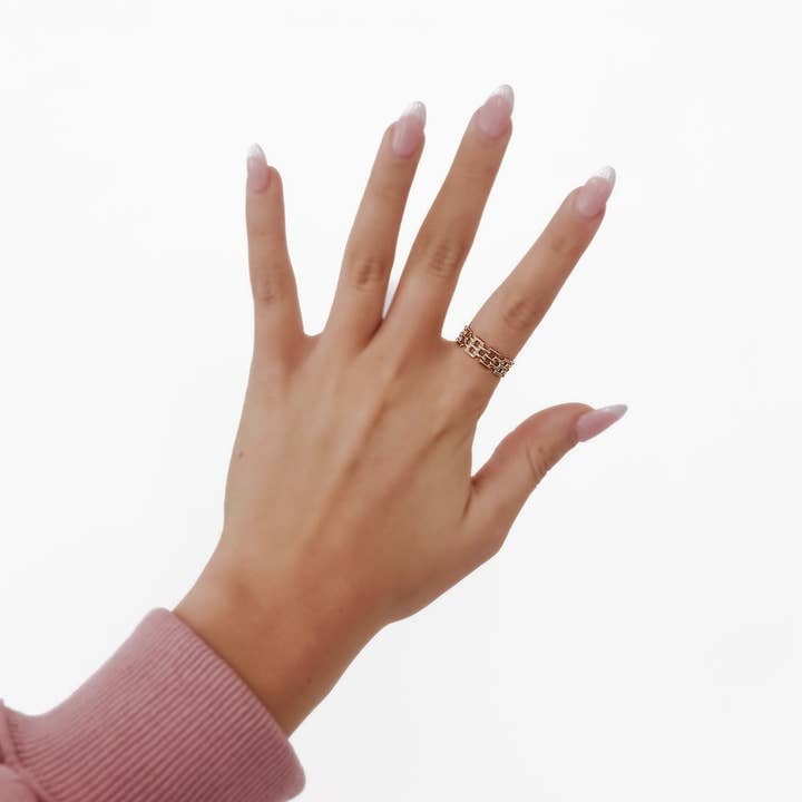 Pretty Simple - Vente Anneau/bague à empiler - Bague en treillis Lennon IMPERMÉABLE Vente en gros5