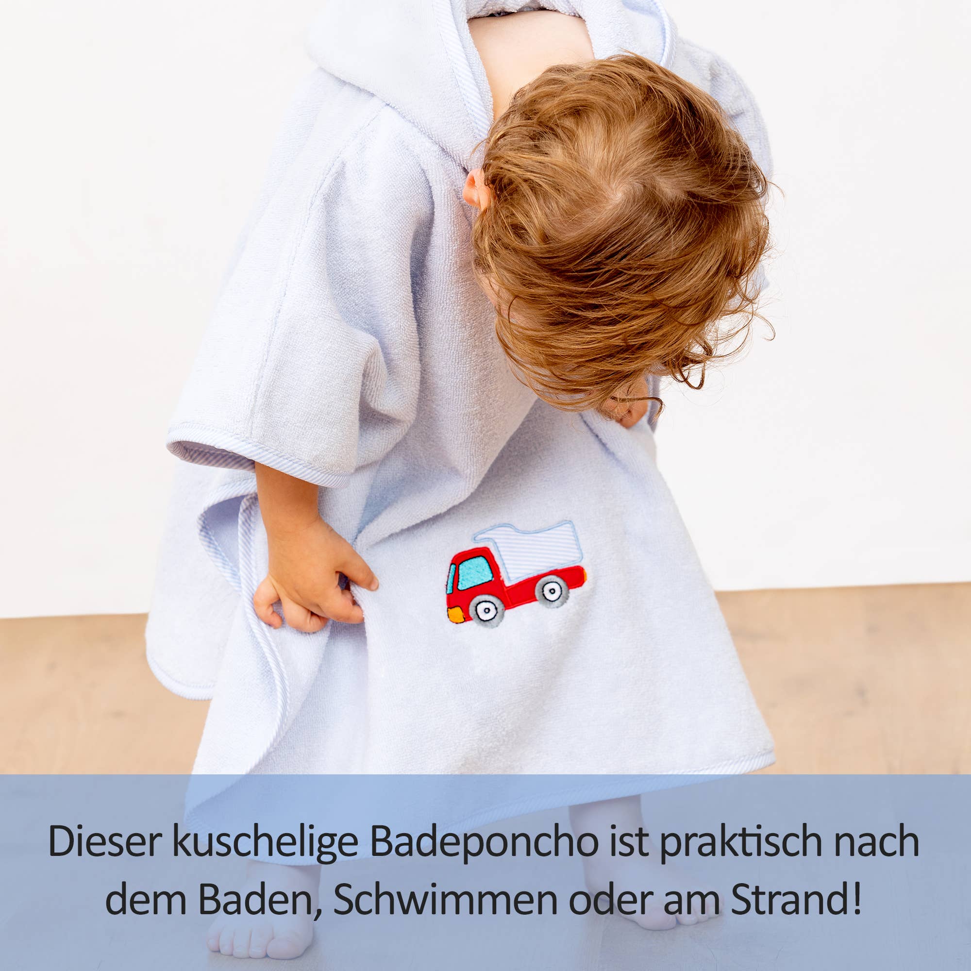 Smithy by Dagmar Nelk – Engroshandel Håndklæde med hætte - Børn og baby – Badeponcho Laster i premium bomuld, blå5