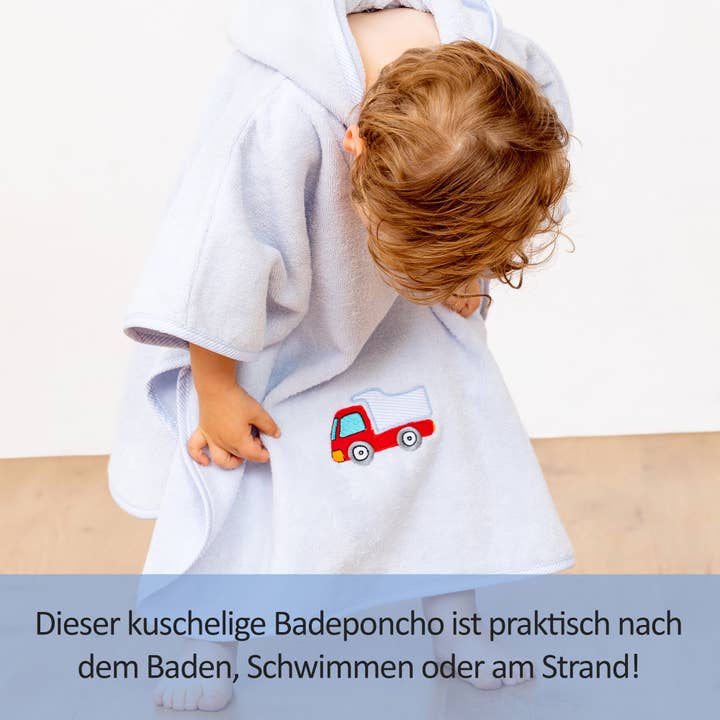 Smithy by Dagmar Nelk – Engroshandel Håndklæde med hætte - Børn og baby – Badeponcho Laster i premium bomuld, blå5
