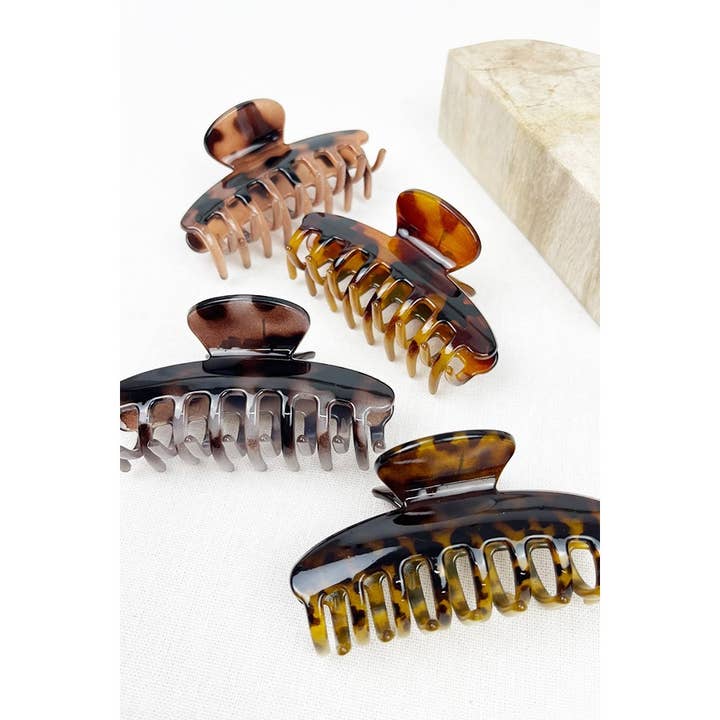 MIX COLOR Tortoise Shell Pattern Leopard Hair Clips for wholesale on Faire