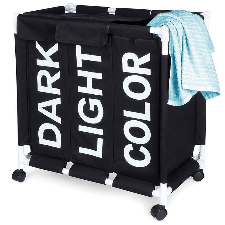 Cesto della biancheria su ruote 3 scomparti 137 l per la vendita all'ingrosso da parte di Vilde