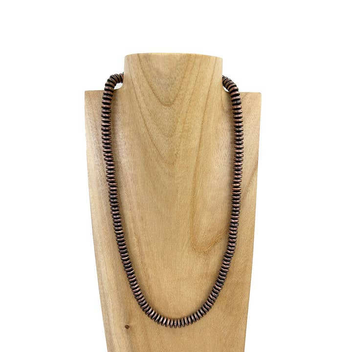 NKS230603-40-COOPER 21 Inches 8mm roundel cooper Navajo pearl bead Necklace for wholesale by Western Elite Jewelry