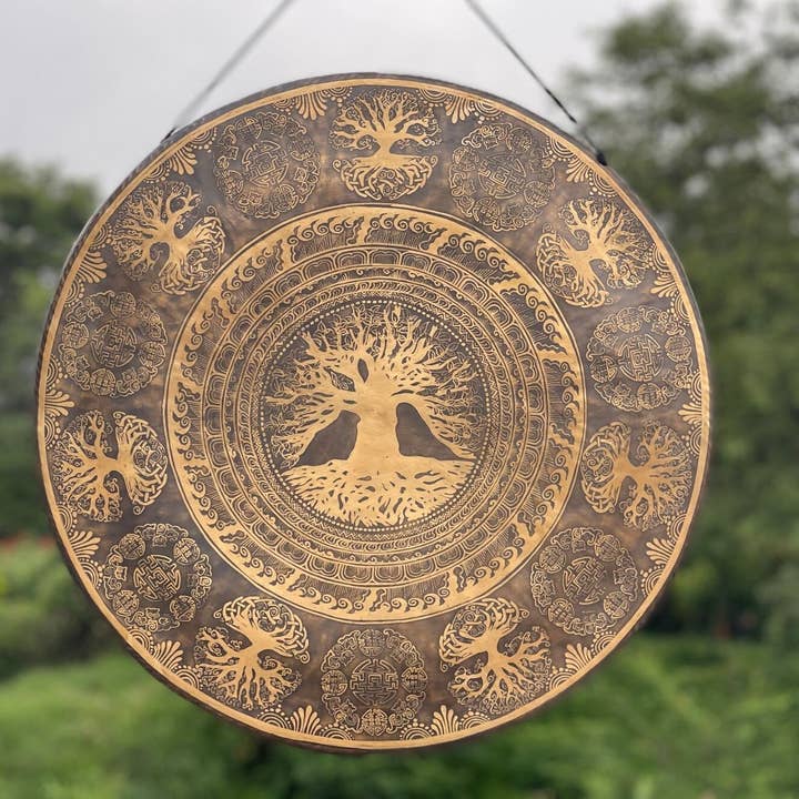 Handgemaakte Levensboom Gong: Tibetaanse Geluidshelende Bel voor wholesale door NadaYoga