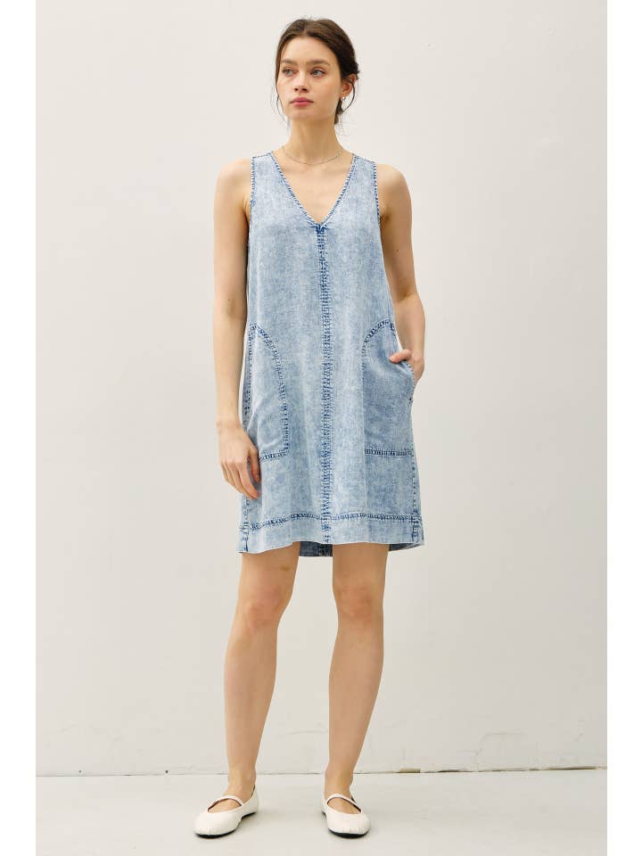 Be Cool - Wholesale Dress - Women's - DENIM LOOK TENCEL TANK DRESS