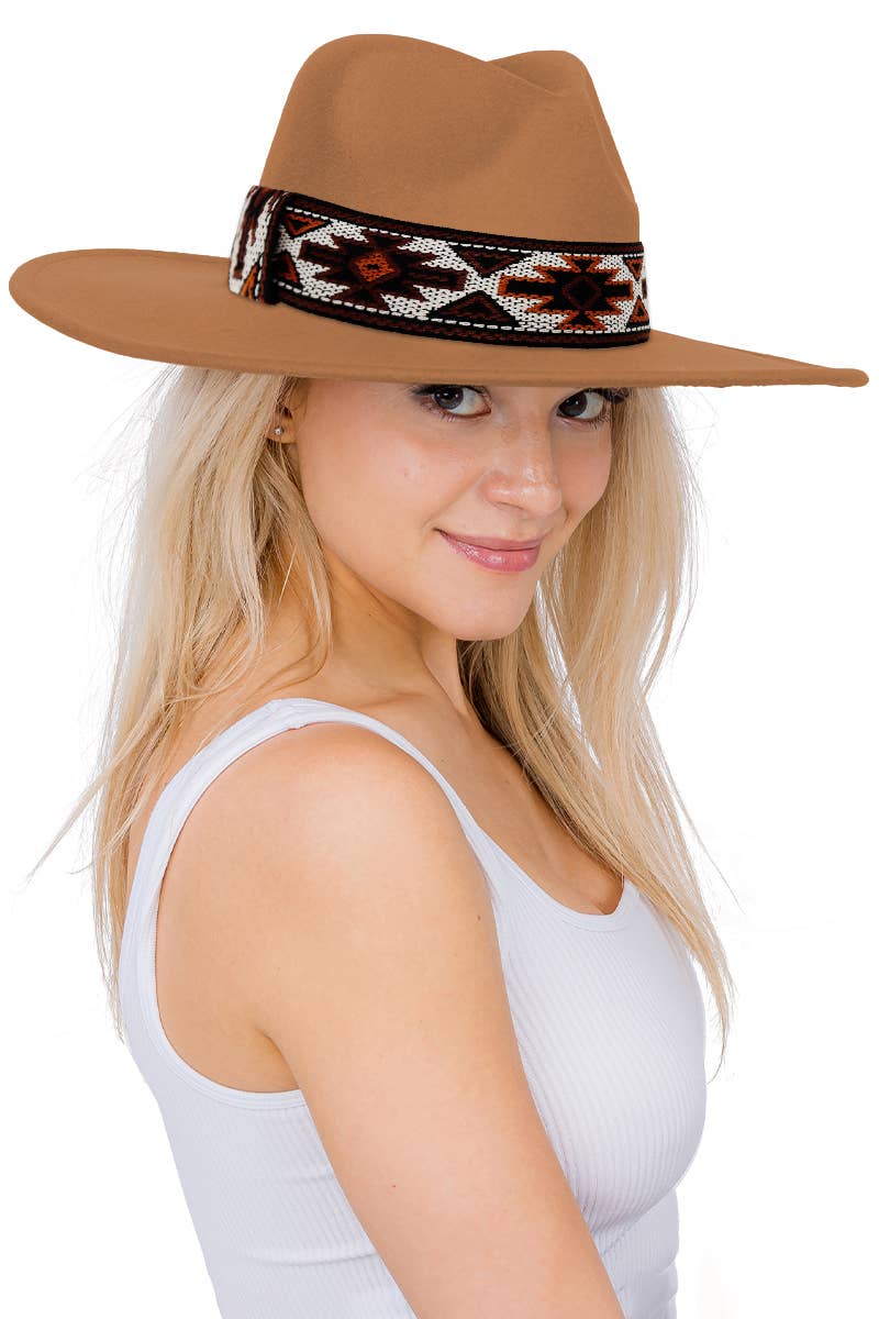 Cap Zone – Fedora - Mulher por atacado – Chapéu Rancher de Feltro Largo Navajo Rust Baja7