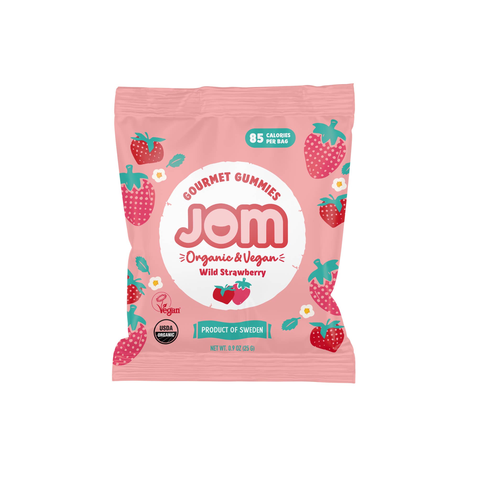 JOM - Wholesale Gummy - Snack Packs -Swedish Organic & Vegan Wild Strawberry Gummies3
