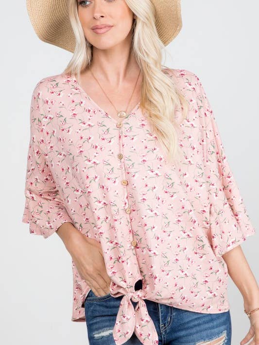 Tunique rayée boutonnée à manches évasées pour la vente par Rose Mellow Fashion