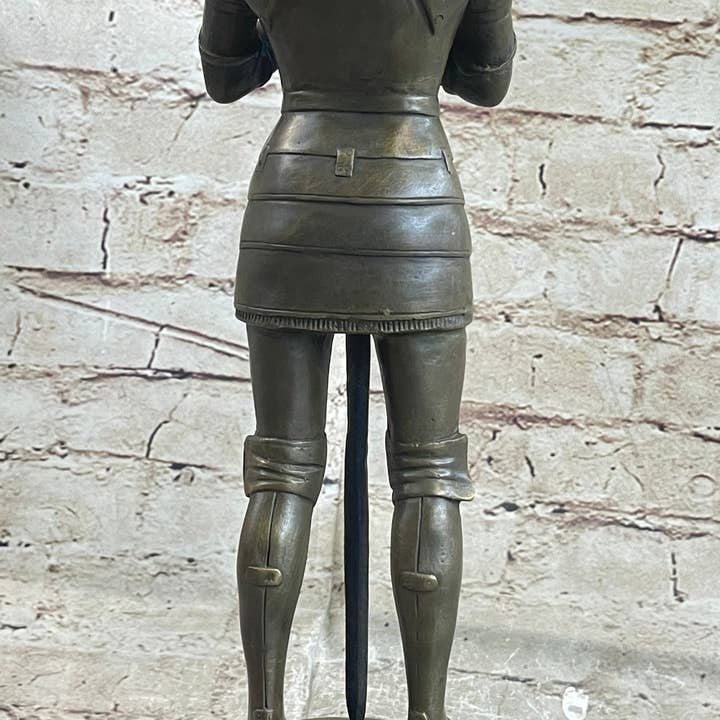 Bronzhaus - Wholesale Sculpture - Medieval European Knight Heavy Armor Bronze Statue Sculpture Figure 14" x 5"3