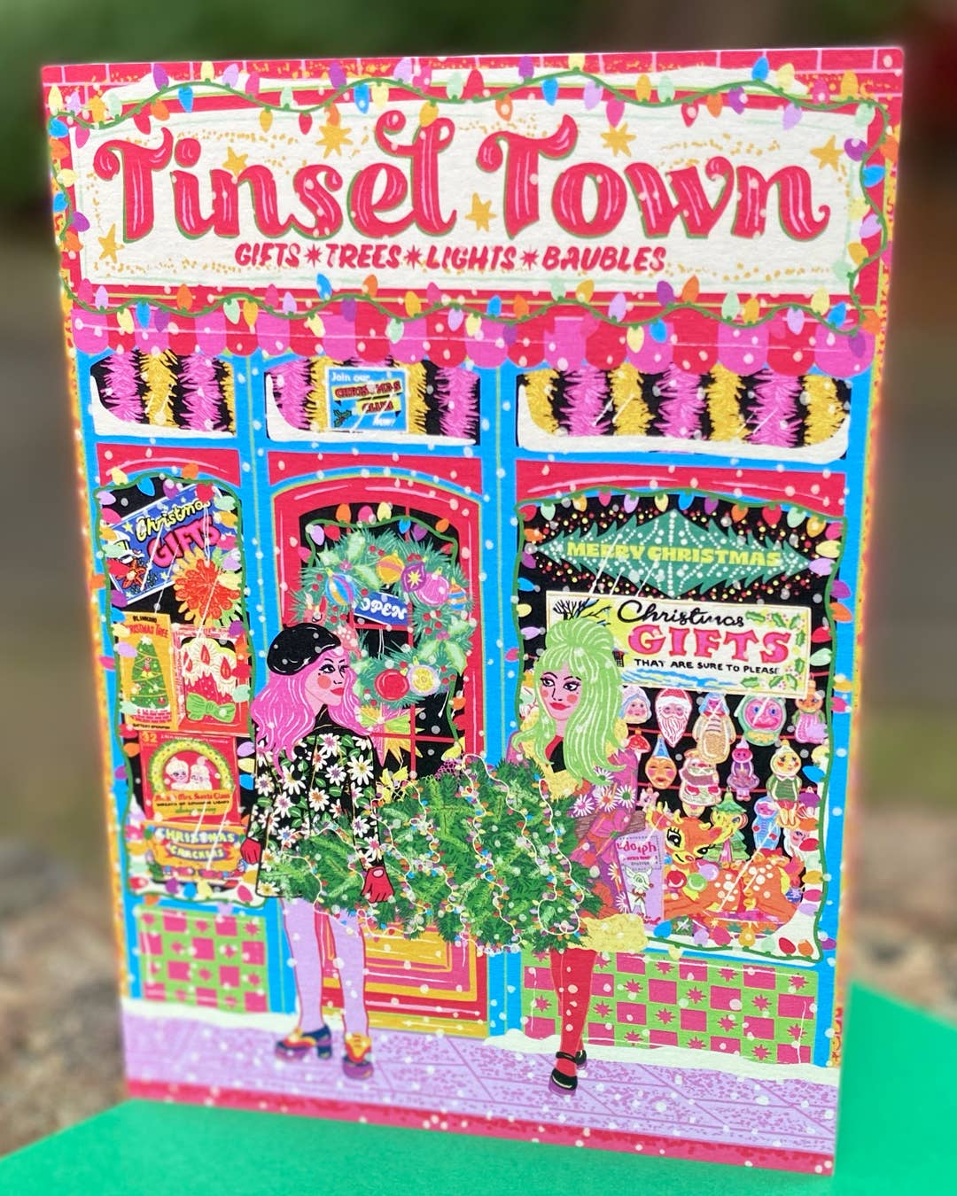 Lost Plots – wholesale Christmas card – Tinsel Town Christmas Shop Greeting Card - Retro Christmas2