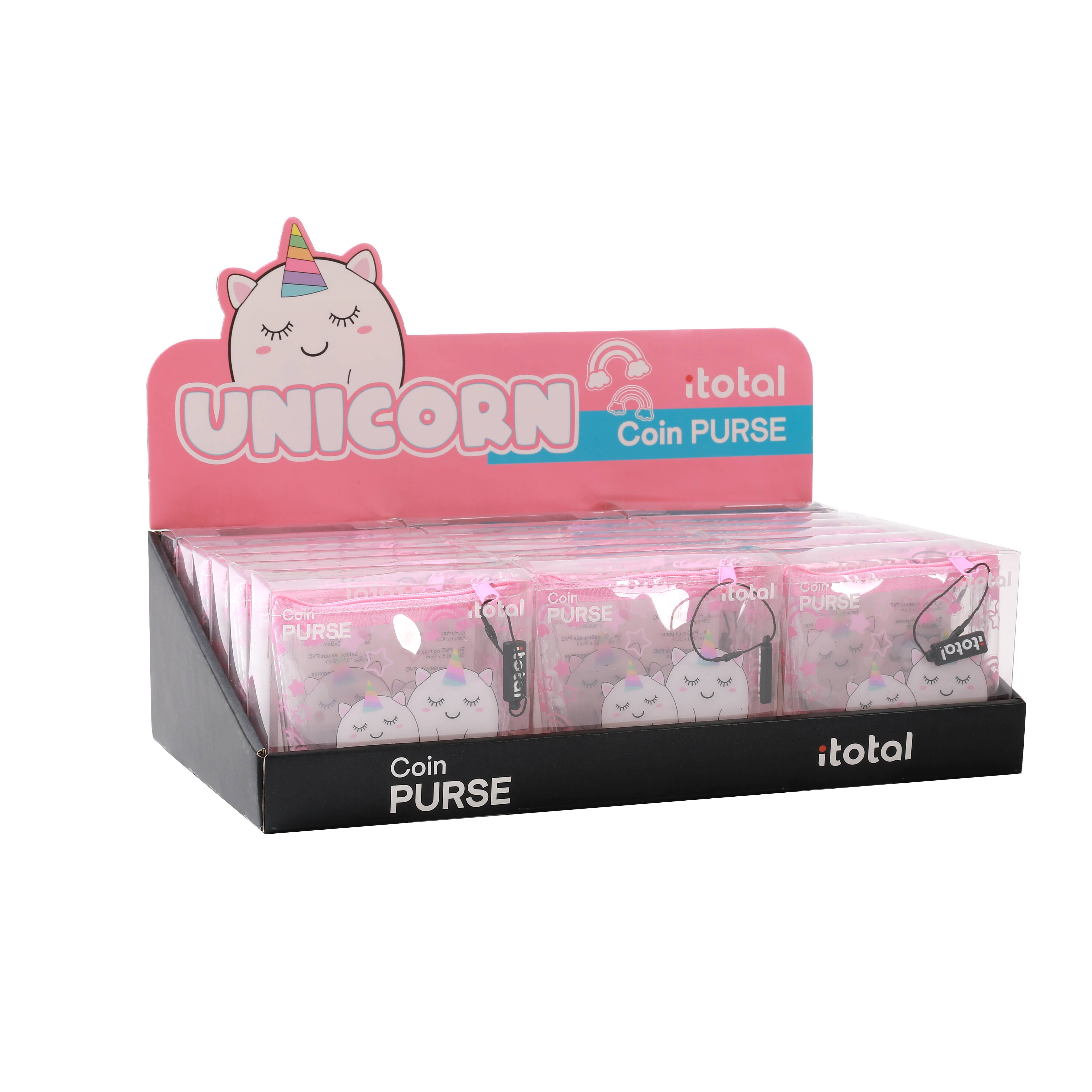 I-Total, I-Drink - Vente Porte-monnaie – enfant - Porte-monnaie LICORNE - présentoir de 18 pièces1