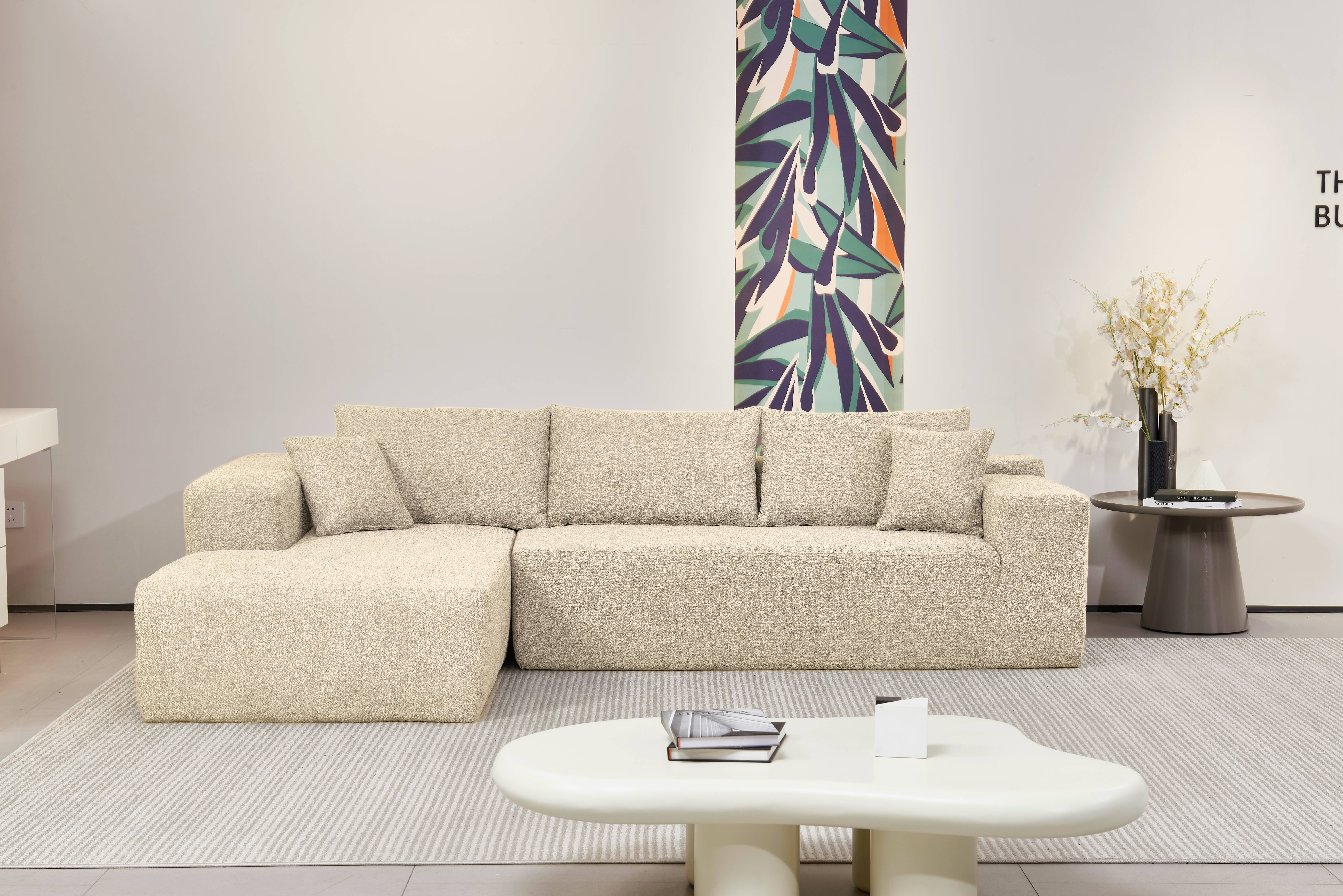 LivingTaste Home Inc - Wholesale Sofa - Beige L-Shaped Compressed Sofa – 3 Seats Chaise2