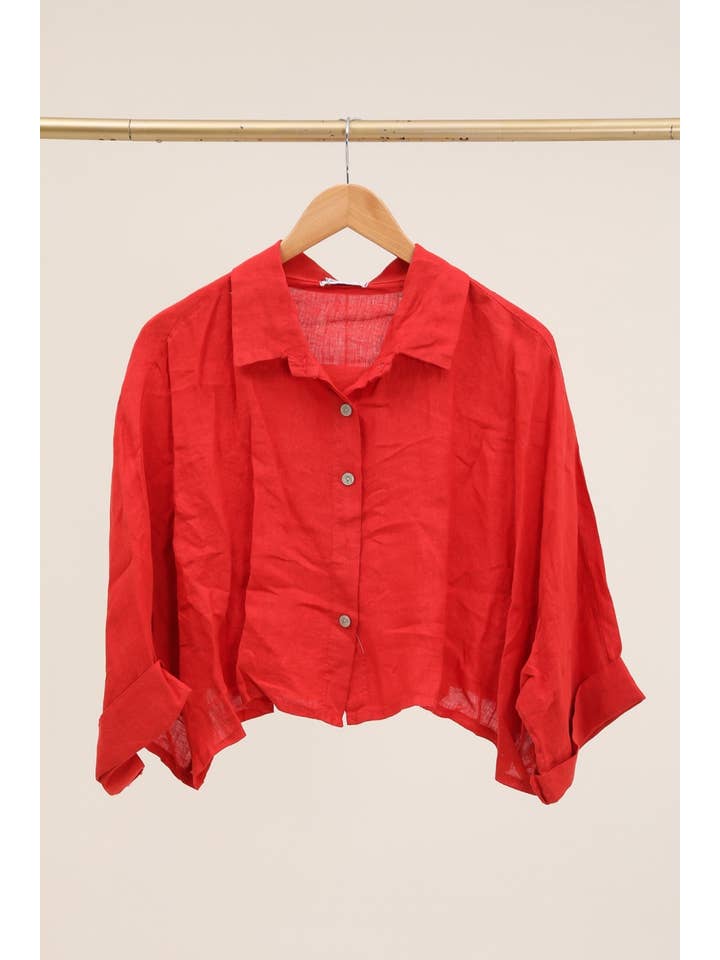 la maison des fibres naturelles - Wholesale Button Down Shirt - Women's - Linen crop shirt 83263 100% linen12