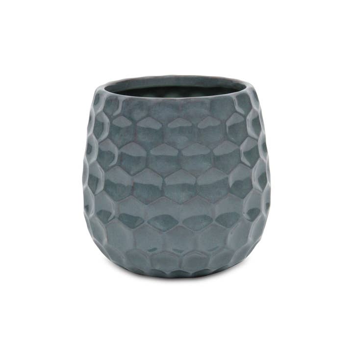 Cheungs Home Decor - Wholesale Plant Pot - Blue Hexagon Patterned Ceramic Planter