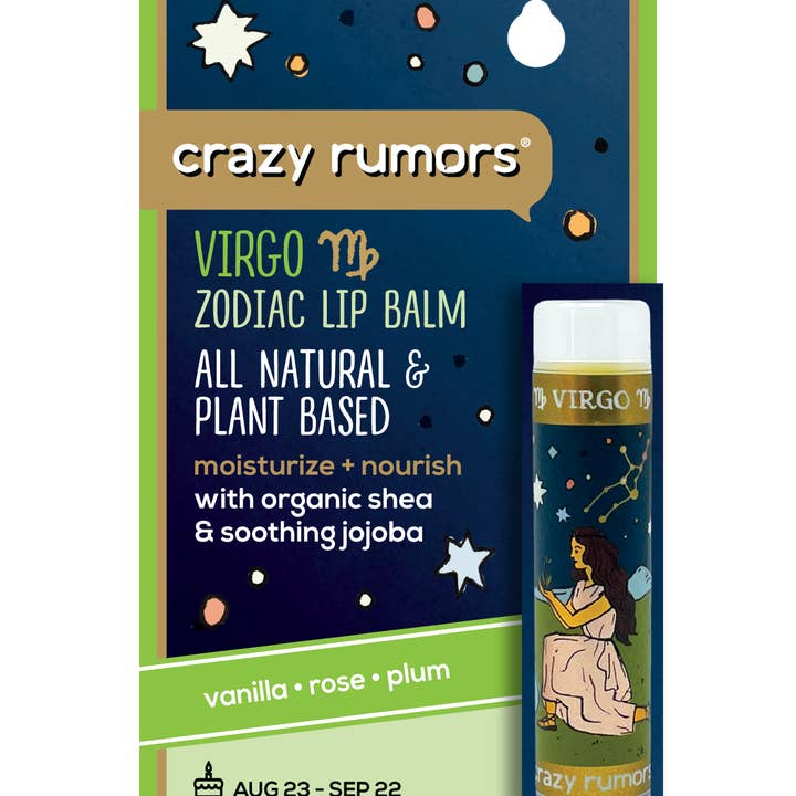 Crazy Rumors – Bálsamo labial por atacado – Tudo Natural, Vegan Bálsamo Labial Mistura Terra do Zodíaco Virgem Cartão1